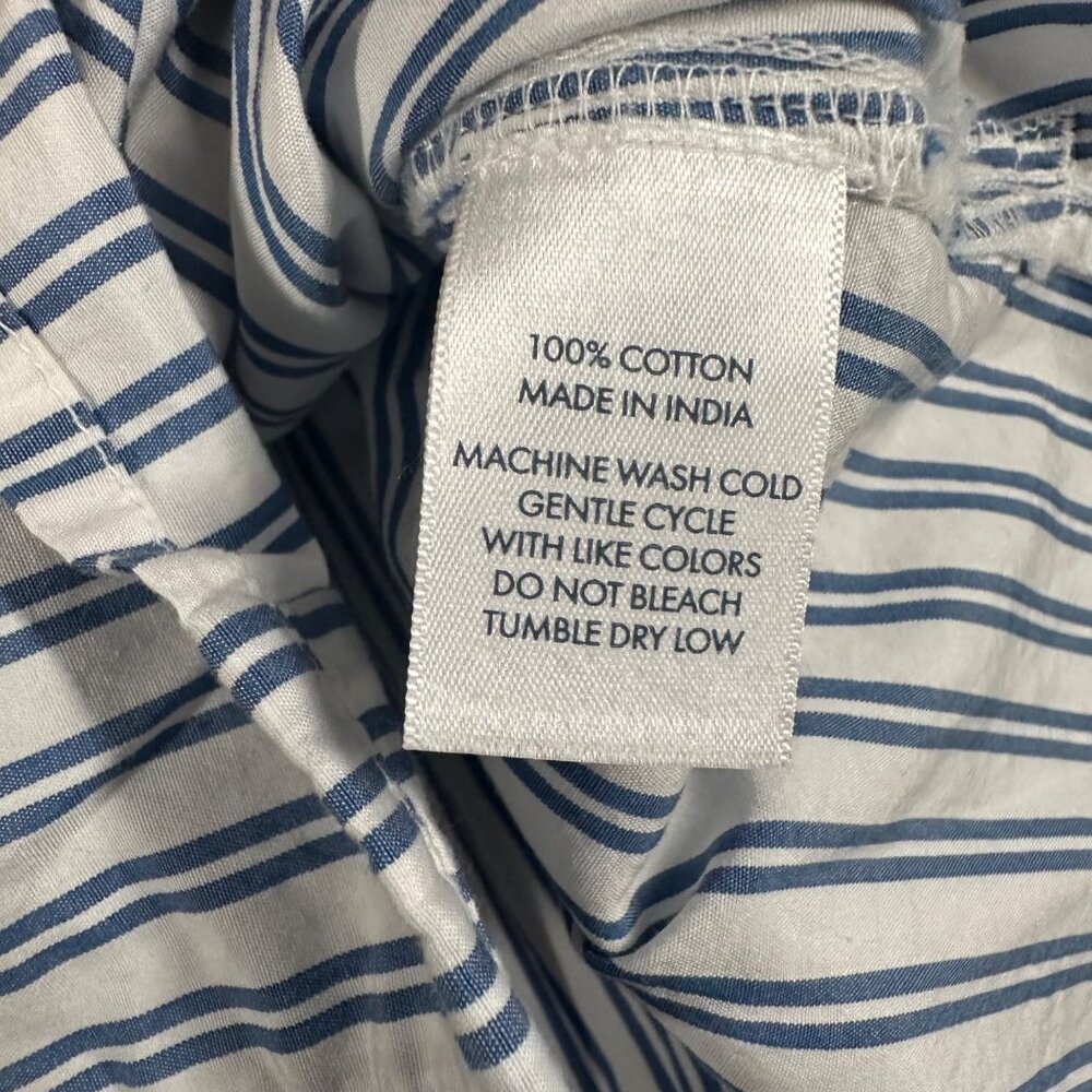 Lake L Poplin Chloe Pajama Set Seaport Shoreline Stripe Blue White 2 Pc Cotton - Picture 6 of 15